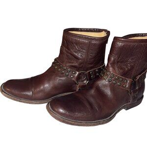 Fyre Womens Boots Size 9 Brown Phillip Harness Studded Ankle Leather Casual